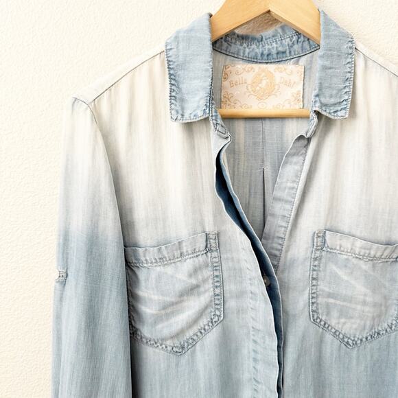 BELLA DAHL | Blue Jean Soft Denim Button Front Shirt Casual Top Ombré | Small - Picture 2 of 8